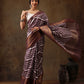 Purple Silk Blend Digital Print Striped Saree with Unstitched Blouse - Hiral Fashion | Swadesiicart