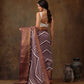 Purple Silk Blend Digital Print Striped Saree with Unstitched Blouse - Hiral Fashion | Swadesiicart