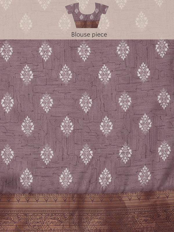 Purple Silk Blend Digital Print Striped Saree with Unstitched Blouse - Hiral Fashion | Swadesiicart