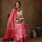 Red Silk Blend Digital Print Striped Saree with Unstitched Blouse - Hiral Fashion | Swadesiicart