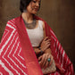 Red Silk Blend Digital Print Striped Saree with Unstitched Blouse - Hiral Fashion | Swadesiicart