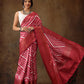 Red Silk Blend Digital Print Striped Saree with Unstitched Blouse - Hiral Fashion | Swadesiicart