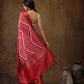 Red Silk Blend Digital Print Striped Saree with Unstitched Blouse - Hiral Fashion | Swadesiicart