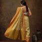 Yellow Silk Blend Digital Print Striped Saree with Unstitched Blouse - Hiral Fashion | Swadesiicart