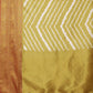 Yellow Silk Blend Digital Print Striped Saree with Unstitched Blouse - Hiral Fashion | Swadesiicart