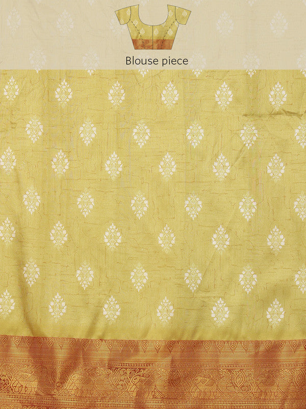 Yellow Silk Blend Digital Print Striped Saree with Unstitched Blouse - Hiral Fashion | Swadesiicart