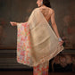 Hiral Fashion Beige Kota Doria Tissue Silk Floral Digital Print Saree | Swadesiicart