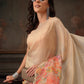 Hiral Fashion Beige Kota Doria Tissue Silk Floral Digital Print Saree | Swadesiicart