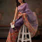 Hiral Fashion Lavender Kota Doria Tissue Silk Floral Digital Print Saree | Swadesiicart