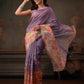 Hiral Fashion Lavender Kota Doria Tissue Silk Floral Digital Print Saree | Swadesiicart
