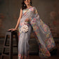 Hiral Fashion Blue Kota Doria Tissue Silk Floral Digital Print Saree | Swadesiicart