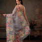 Hiral Fashion Blue Kota Doria Tissue Silk Floral Digital Print Saree | Swadesiicart