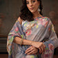 Hiral Fashion Blue Kota Doria Tissue Silk Floral Digital Print Saree | Swadesiicart