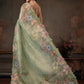 Hiral Fashion Green Kota Doria Tissue Silk Floral Digital Print Saree | Swadesiicart