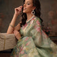 Hiral Fashion Green Kota Doria Tissue Silk Floral Digital Print Saree | Swadesiicart