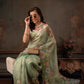 Hiral Fashion Green Kota Doria Tissue Silk Floral Digital Print Saree | Swadesiicart