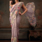 Hiral Fashion Lavender Kota Doria Tissue Silk Floral Digital Print Saree | Swadesiicart