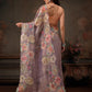 Hiral Fashion Lavender Kota Doria Tissue Silk Floral Digital Print Saree | Swadesiicart