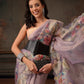 Hiral Fashion Lavender Kota Doria Tissue Silk Floral Digital Print Saree | Swadesiicart