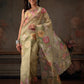 Hiral Fashion Olive Kota Doria Tissue Silk Floral Digital Print Saree | Swadesiicart