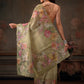 Hiral Fashion Olive Kota Doria Tissue Silk Floral Digital Print Saree | Swadesiicart