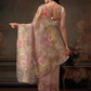 Hiral Fashion Peach Kota Doria Tissue Silk Floral Digital Print Saree | Swadesiicart