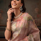 Hiral Fashion Peach Kota Doria Tissue Silk Floral Digital Print Saree | Swadesiicart