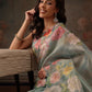 Hiral Fashion Teal Kota Doria Tissue Silk Floral Digital Print Saree | Swadesiicart