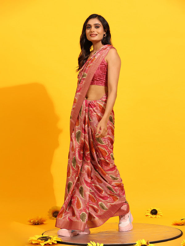 Green Silk Blend Woven Zari Design Paisley Saree with Unstitched Blouse - Hiral Fashion | Swadesiicart