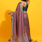 Red Silk Blend Woven Zari Design Geomatric Saree with Unstitched Blouse - Hiral Fashion | Swadesiicart