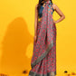 Red Silk Blend Woven Zari Design Geomatric Saree with Unstitched Blouse - Hiral Fashion | Swadesiicart