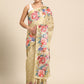 Beige Cotton Blend Digital Print Floral Saree with Unstitched Blouse - Hiral Fashion | Swadesiicart