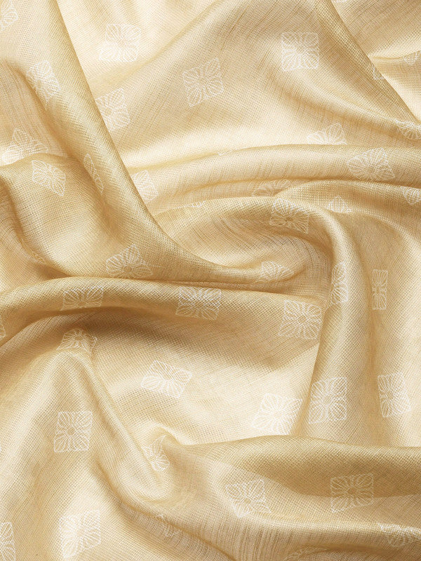 Beige Cotton Blend Digital Print Floral Saree with Unstitched Blouse - Hiral Fashion | Swadesiicart