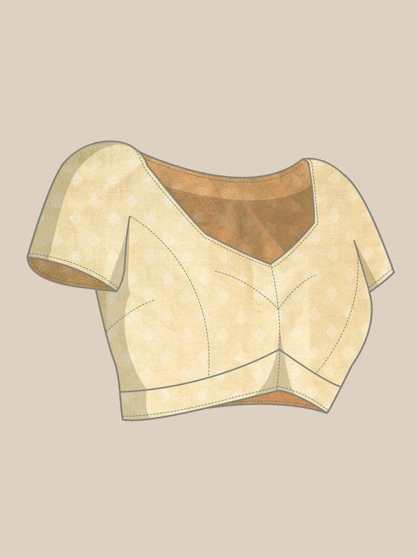 Beige Cotton Blend Digital Print Floral Saree with Unstitched Blouse - Hiral Fashion | Swadesiicart
