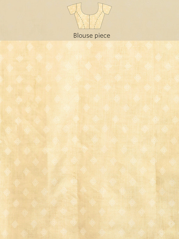 Beige Cotton Blend Digital Print Floral Saree with Unstitched Blouse - Hiral Fashion | Swadesiicart