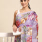 Lavender Cotton Blend Digital Print Floral Saree with Unstitched Blouse - Hiral Fashion | Swadesiicart