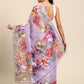Lavender Cotton Blend Digital Print Floral Saree with Unstitched Blouse - Hiral Fashion | Swadesiicart