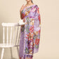 Lavender Cotton Blend Digital Print Floral Saree with Unstitched Blouse - Hiral Fashion | Swadesiicart