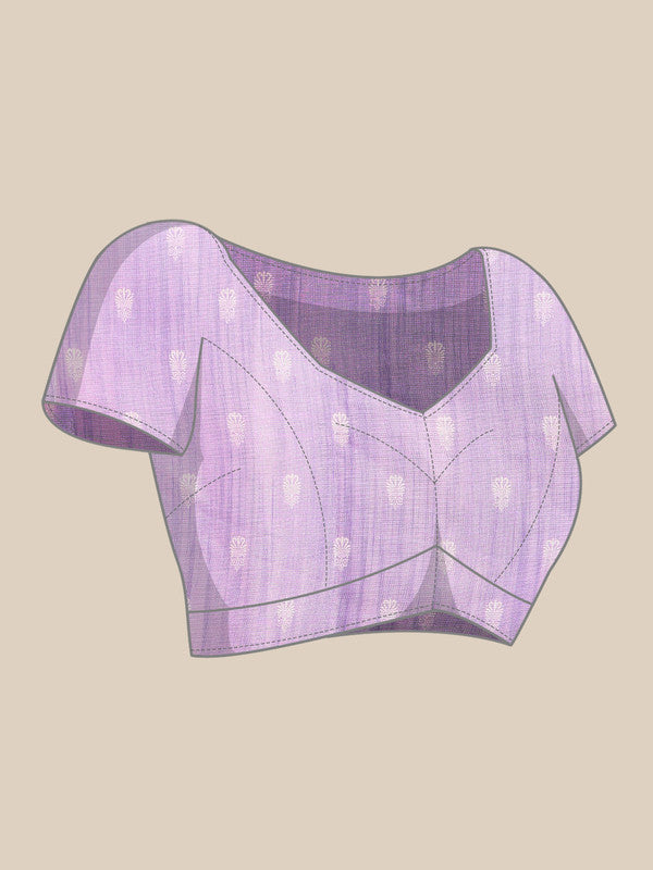 Lavender Cotton Blend Digital Print Floral Saree with Unstitched Blouse - Hiral Fashion | Swadesiicart