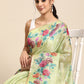 Olive Cotton Blend Digital Print Floral Saree with Unstitched Blouse - Hiral Fashion | Swadesiicart