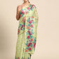Olive Cotton Blend Digital Print Floral Saree with Unstitched Blouse - Hiral Fashion | Swadesiicart
