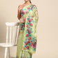 Olive Cotton Blend Digital Print Floral Saree with Unstitched Blouse - Hiral Fashion | Swadesiicart