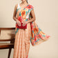 Peach Cotton Blend Digital Print Floral Saree with Unstitched Blouse - Hiral Fashion | Swadesiicart
