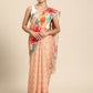 Peach Cotton Blend Digital Print Floral Saree with Unstitched Blouse - Hiral Fashion | Swadesiicart