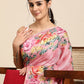 Pink Cotton Blend Digital Print Floral Saree with Unstitched Blouse - Hiral Fashion | Swadesiicart