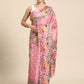 Pink Cotton Blend Digital Print Floral Saree with Unstitched Blouse - Hiral Fashion | Swadesiicart