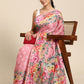 Pink Cotton Blend Digital Print Floral Saree with Unstitched Blouse - Hiral Fashion | Swadesiicart