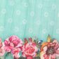 Turquoise Cotton Blend Digital Print Floral Saree with Unstitched Blouse - Hiral Fashion | Swadesiicart