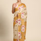 Beige Cotton Blend Digital Print Floral Saree with Unstitched Blouse - Hiral Fashion | Swadesiicart