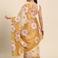 Beige Cotton Blend Digital Print Floral Saree with Unstitched Blouse - Hiral Fashion | Swadesiicart